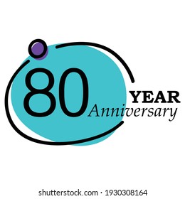 Diseño de plantilla vectorial de 80 años Ilustración Círculo azul Fondo blanco