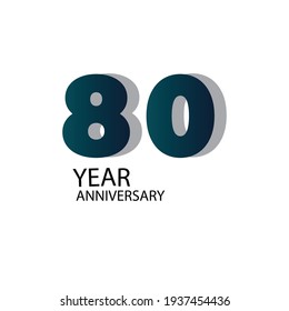 80 Year Anniversary Vector Template Design Illustration Blue Elegant White Background