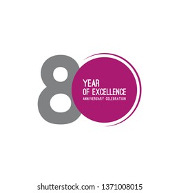 80 Year of Excellence Anniversary Celebration Vector Template Design Illustration