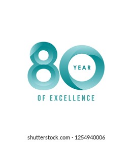 80 Year of Excellence Vector Template Design Illustration