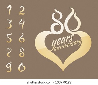 80 years anniversary birthday card set