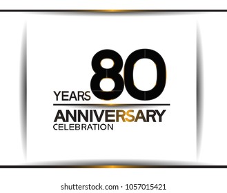 80 years anniversary black color simple design isolated on white background for celebration