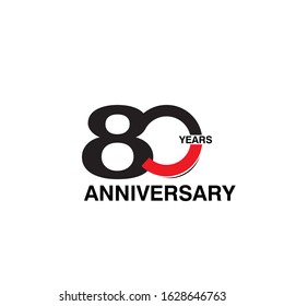 80 Years Anniversary Celebration Black and Red Vector Template Design Illustration