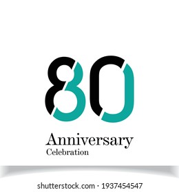 80 Years Anniversary Celebration Black Blue Color Vector Template Design Illustration