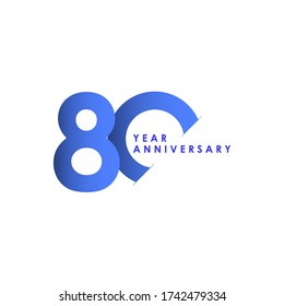 80 Years Anniversary Celebration Blue Gradient Vector Template Design Illustration