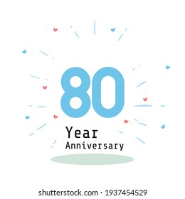 80 Years Anniversary Celebration Blue Color Vector Template Design Illustration