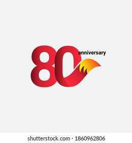 80 Years Anniversary Celebration Fox Model Vector Template Design Illustration