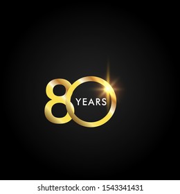 80 Years Anniversary Celebration Gold Vector Template Design Illustration