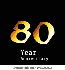 80 Years Anniversary Celebration Gold Black Background Color Vector Template Design Illustration