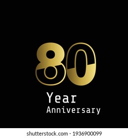 80 Years Anniversary Celebration Gold Black Background Color Vector Template Design Illustration