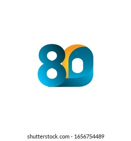 80 Years Anniversary Celebration Gradient Blue Vector Template Design Illustration