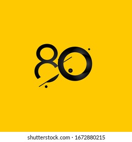 80 Years Anniversary Celebration Gradient Yellow Number Vector Template Design Illustration