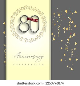 80 years anniversary celebration gray color with a gold and gray background, for greeting cards