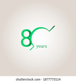 80 Years Anniversary Celebration Green Line Vector Template Design Illustration