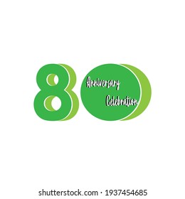 80 Years Anniversary Celebration Green Color Vector Template Design Illustration