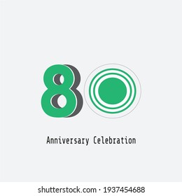 80 Years Anniversary Celebration Green Color Vector Template Design Illustration