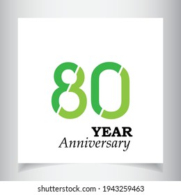 80 Years Anniversary Celebration Green Color Vector Template Design Illustration