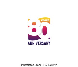 80 Years Anniversary Celebration Icon Vector Logo Design Template. Gradient Flag Style.