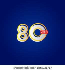 80 Years Anniversary Celebration Line Vector Template Design Illustration