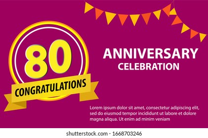 80 years anniversary celebration logo vector template design illustration