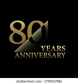 80 years anniversary celebration logo design. gold cut style isolated