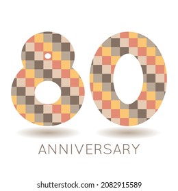 80 years anniversary celebration. Logo  on white background. Vector illustration for invitation card, celebration, greeting card, cover, label, flyer.