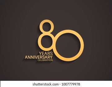 Logotipo de celebración de 80 años con elegante color dorado para celebración