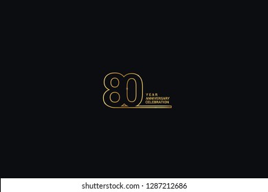 80 years anniversary celebration logotype. anniversary logo with golden and Spark light white color isolated on black background, vector design for celebration, invitation card, and greeting card