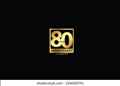 80 years anniversary celebration logotype. anniversary logo with golden and Spark light white color isolated on black background, vector design for celebration, invitation and greeting card-Vector