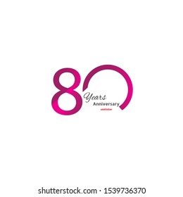 80 years anniversary celebration logotype colorfull design with blue ribbon, birthday logo on white background