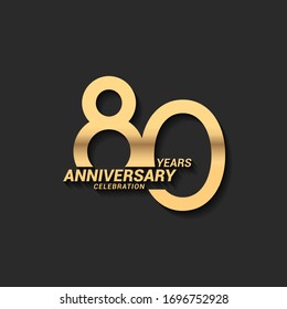 Logotipo de celebración de 80 años con elegante y moderno color dorado para celebración