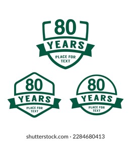 80 years anniversary celebration logotype. 80th anniversary logo collection. Set of anniversary design template. Vector illustration.