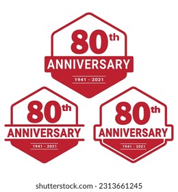 80 years anniversary celebration logotype. 80th anniversary logo collection. Set of anniversary design template. Vector and illustration.