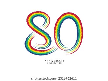 celebración de 80 años logotipo de la línea colorida vector, logotipo de cumpleaños 80, diseño de número 80, plantilla de aniversario, elementos de diseño de vectores de aniversario para tarjeta de invitación, afiche, volante.