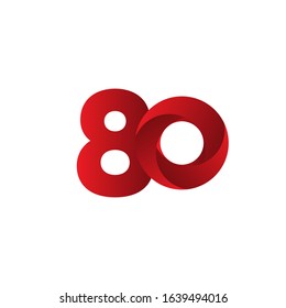 80 Years Anniversary Celebration Red Vector Template Design Illustration