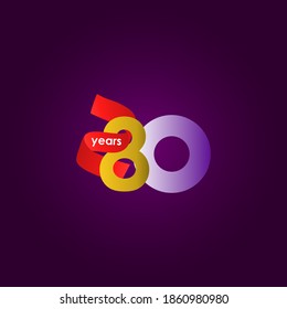 80 Years Anniversary Celebration Ribbon Vector Template Design Illustration