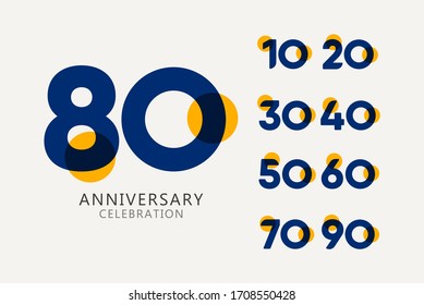 80 Years Anniversary Celebration set Logo Vector Template Design Illustration