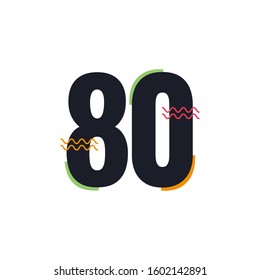 80 Years Anniversary Celebration Vector Template Design Illustration Logo Icon