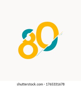 80 Years Anniversary Celebration Vector Logo Icon Template Design Illustration