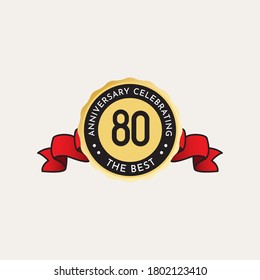 Ilustración de diseño de plantillas vectoriales de celebración de 80 años