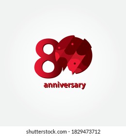80 Years Anniversary Celebration Vector Template Design Illustration