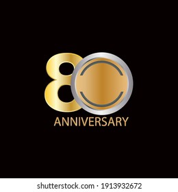 Ilustración de diseño de plantillas vectoriales de celebración de 80 años