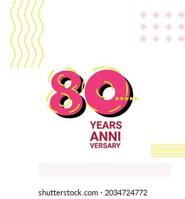 Ilustración de diseño de plantillas vectoriales de celebración de 80 años