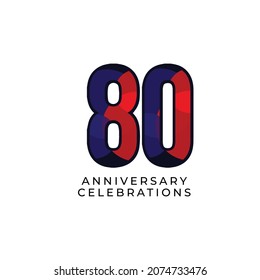 Ilustración de diseño de plantillas vectoriales de celebración de 80 años
