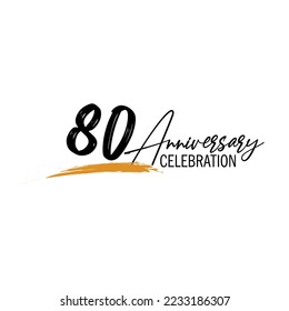 80 Years Anniversary Celebration Vector Template, Black Lettering Numbers with brush drawing hand drawn sketch, number logo design vector illustration
