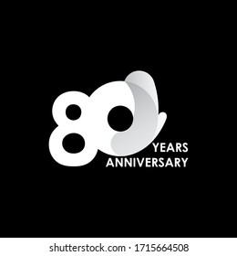 80 Years Anniversary Celebration White Circle Vector Template Design Illustration