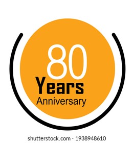 80 Years Anniversary Celebration Yellow Color Vector Template Design Illustration