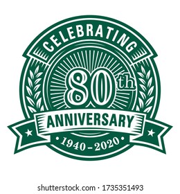 80 years anniversary celebrations design template. 80th logo. Vector and illustrations.