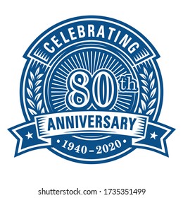80 years anniversary celebrations design template. 80th logo. Vector and illustrations.