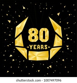 80 years anniversary design template. Low poly design.